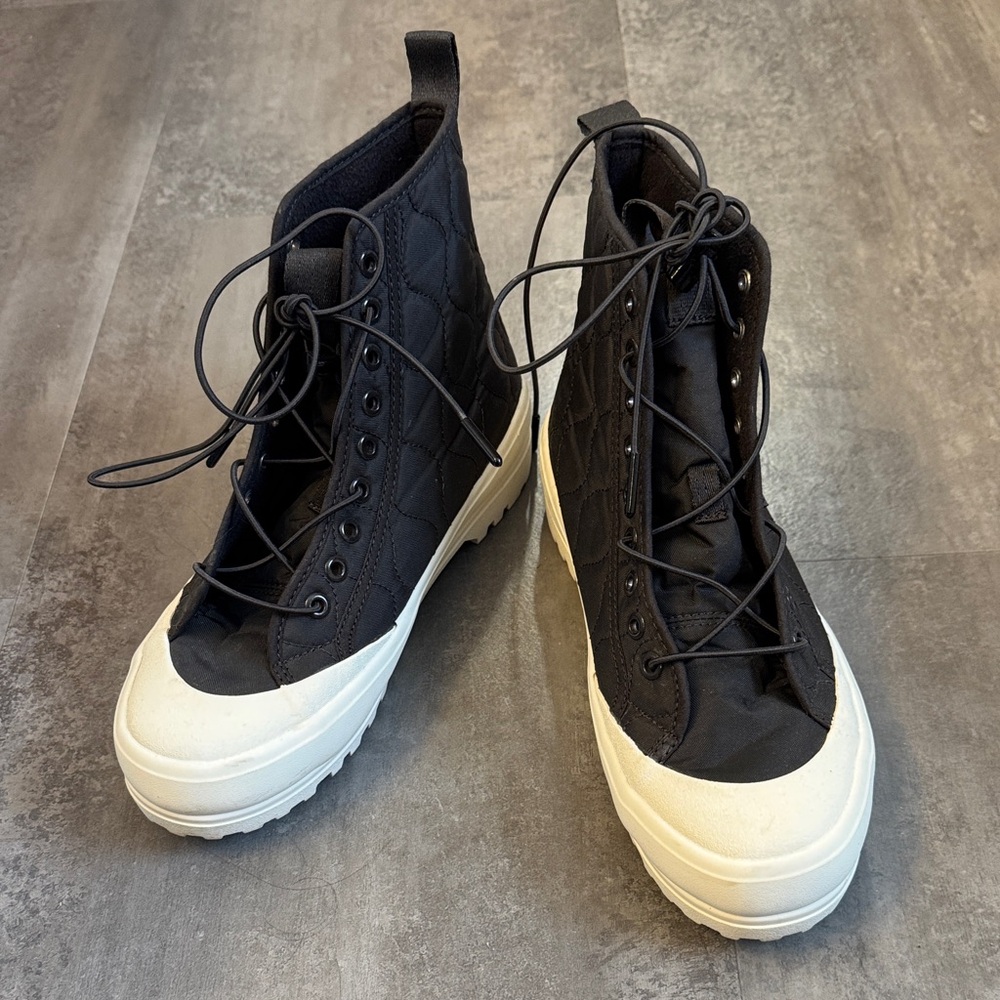 Superga Quilted Black and White Sneakers